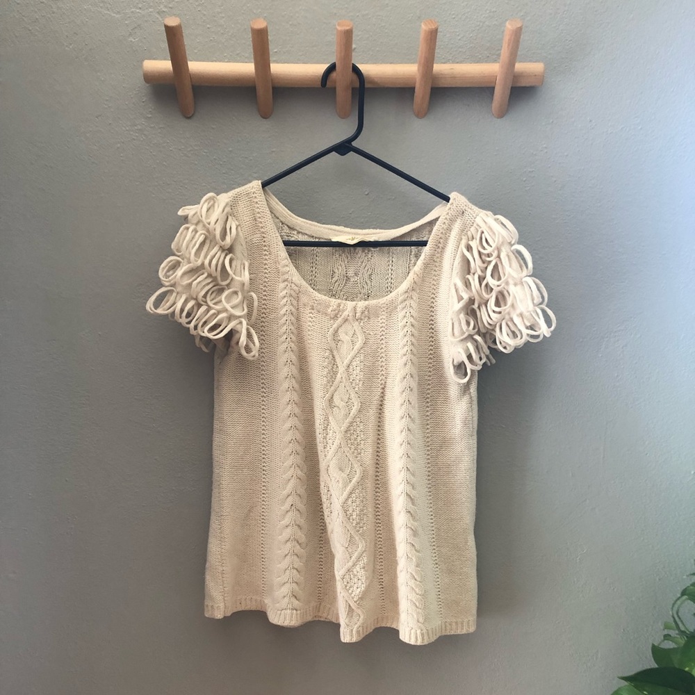 Anthropologie cream cap sleeved sweater